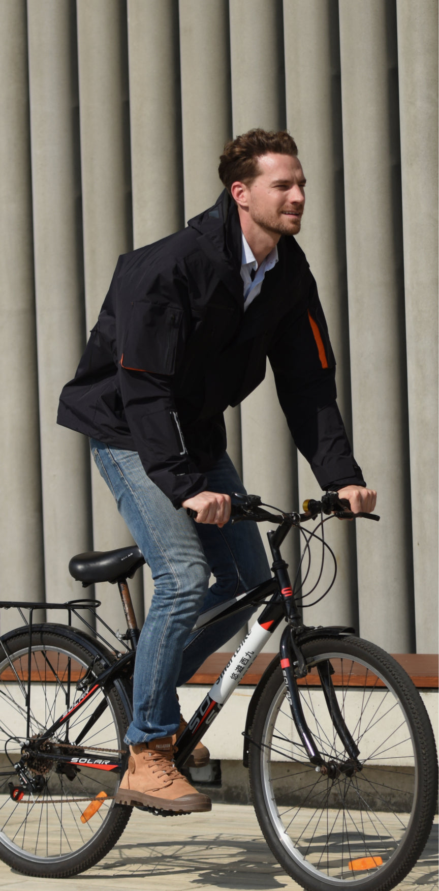 A man riding a bicycle